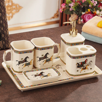 Ceramic bathroom five-piece set European-style wash set Toilet bathroom supplies set toothware mouthwash cup set