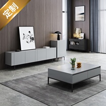 Modern extremely minimalist TV cabinet Nordic Living room tea table combined Serie small family light lavish minimalist around the new mall Straight