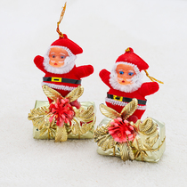 Huachi Christmas decorations 5cm flocking Santa Claus pendant 6 sets of Christmas tree garland rattan accessories