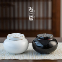 View tea sealing tank ceramic tea storage storage tank portable travel tea tank Mini small tea warehouse