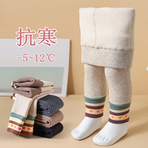 Girl Baby Beats Bottom Pants Autumn Winter Plus Suede Thickened Baby Boy Warm 90% Pants External Wear Conjoined Pants Socks