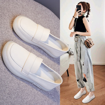 Shoes children 2022 Summer new 100 hitch small white shoes women genuine leather light mouth flat bottom big code pregnant woman one foot pedal single shoe