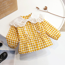 Girl Long Sleeve Shirt Baby Foreign Air Spring Dress New Shirt Childrens Korean Version Turned Doll Cardiovert Kshirt Tide