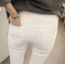 Hong Kong 2021 Autumn High-waisted White Nine Denim Women Stretch Slim Pencil Tight Pants Tide