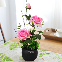 Rose simulation flower decoration set fake flower silk flower arrangement home indoor living room table decoration flower decoration