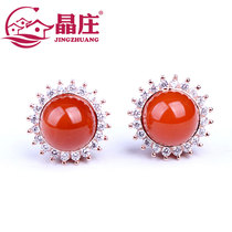 Gift certificate natural southern red agate earrings 925 silver simple persimmon red rose gold Red earrings for mother