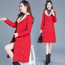 Mothers down cotton clothing for long winter clothing jacket foreign air noble middle winter warm cotton clothes temperament cotton padded jacket