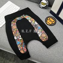 Japanese Tide Brand Childrens Wear bape Men and Womens Shorts Harlem Pants 2021 Summer Pants Large M Print Large PP Pants