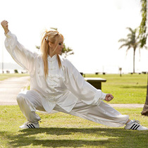 Summer Tai Chi Fu Female Simulation Silk Martial Arts Costume taijiquan Martial Arts childrens martial arts training performance to serve male summer