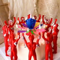 Net Red Lotus Rotating Music Candle Cake Decoration Creative Superhuman Hero Swing Child Birthday Baking Dress