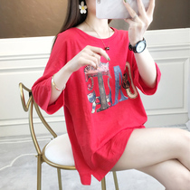 Red short-sleeved t-shirt womens 2021 new summer European goods big edition net red ins super fire loose Korean version of the top tide