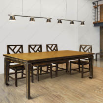 Solid wood dining table and chairs combined Chinese pure solid wood dining table furnishing products] Retro table solid wood retro desk