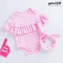 New 0-2 year old female baby high quality striped clothes print climbing clothes popular baby childrens clothing factory direct sales