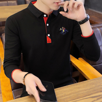 2021 new polo shirt mens long-sleeved t-shirt spring trend bottoming shirt Korean version of the trend brand cotton lapel top