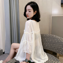 European station 2021 New European baby doll shirt womens summer thin puffy loose age shirt Korean cotton shirt