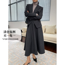 SOULKISS French Hepburn Museum Collection Di0rlady style dark gray herringbone suit female