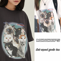 Spot Official Authorised Super Popularity Korea Designer Brands MCCHIPS Kitty Pure Cotton Loose T-shirt