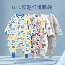 Newborn baby sleeping bag autumn one year old baby child anti-kicking quilt artifact winter thickened autumn and winter cotton constant temperature