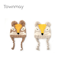 Tong Mai baby hat autumn and winter Net red baby men and women baby wool hat tiger head hat children windproof sleeve