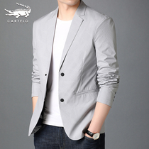 Crocodile casual suit jacket mens spring and autumn thin slim style Korean version of trend single Western young handsome small suit