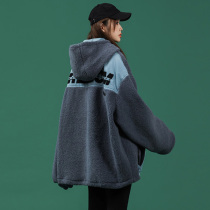 Large size womens lamb wool plus velvet sweater ins tide autumn and winter salt line Hong Kong style handsome fat mm embroidered thick coat