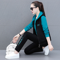 Sports Suit Women Spring Autumn 2022 Spring New Middle Aged Mother Han Version Loose Casual Running Suit Three Sets