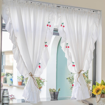 Beautiful window screen transparent transparent curtain Korean style pastoral Velcro custom curtain floating window small window free of punching