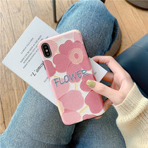 Apple x mobile phone shell female Apple xr silk pink flower Apple 7plus 8plus embossed soft shell iPhone XS Max personality creative Apple 7 8 ultra-thin soft shell