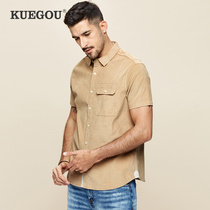 Special price] Mens thin cordule corvey shirt mens to a pure casual shirt summer shirt 8813