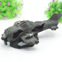 Fish Tank Decorative Moss Vase Ornaments Aircraft Wreckage Simulation Resin Crafts Fish Tank Landscaping Aquarium Decoration