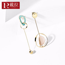 Della personality fashion simple asymmetric AB earrings female 2021 New Tide Net red ocean air ear ornaments