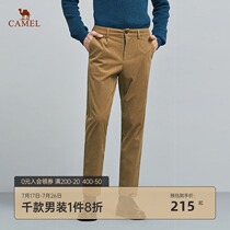 Camel mens 2021 autumn new casual pants straight tube middle waist solid color business casual corduroy trousers men