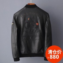 2018 autumn and winter leather motorcycle jacket men Harley coat Korean trend handsome baseball collar flying suit leather tide