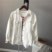 2020 Spring and Autumn New Pure White Denim Jacket Korean Style Slim Short Lapel Trendy Mens Casual Denim Jacket