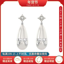 TOGGLER broken box mingma cooperative four flower bow pearl earrings female temperament retro earrings tide
