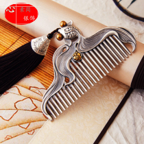 Foot Silver Comb 999 Snow Silver Comb Silver Sterling Silver Hair Comb Scratch Board for Girlfriend Wife Valentine Gift