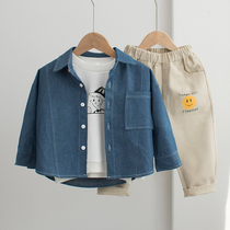 Boys autumn long sleeve shirt 2021 New Baby Cotton casual top children denim shirt coat spring and autumn