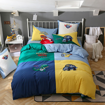 High-grade cotton embroidered children cartoon cute embroidery cotton boys and girls car four-piece bedding