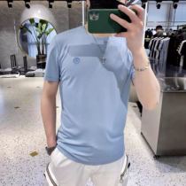 2020 Summer new European and American trend fashion mercerized cotton thin T-shirt mens slim solid color round neck Joker short sleeve