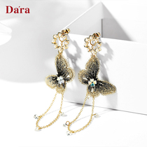Butterfly tassel long earrings female senior sense light luxury fashion temperament 2021 summer New ins tide earrings