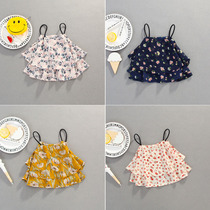 Female baby chiffon breathable 2021 summer new baby 0-1-2-3-year-old girl floral suspender top tide