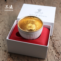 Three times Dechina White Porcelain Heart Jingcha Cup Pure Handmade 24k Gold Master Cup Large Single Cup Tea Cup Ceramic Cup