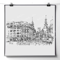 Pure hand-painted generation architectural sketches landscape sketches Anhui Hongcun 8 open A4 sketch sketches color