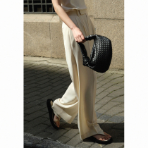 Rui Shitian long legs acetic acid texture is not easy to wrinkle cool smooth straight tube trousers summer wide leg pants womens high waist