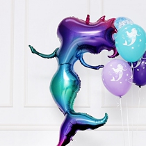 Mermaid laser aluminum foil latex round print balloon Princess baby birthday ocean theme party decoration