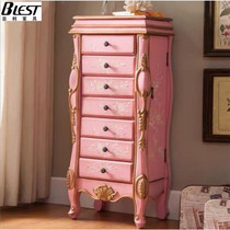 American Solid Wood Painted Jewelry Cabinet Retro Mediterranean Seven-Bucket Multi-Backer Cabinet Bedroom Small Locker