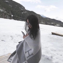 European and American travel shawl thick oversized H cloak warm Joker shawl scarf women dual-purpose cashmere blanket