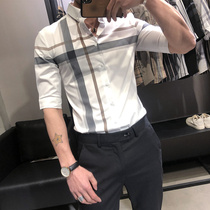 Fugui Bird shirt mens short sleeve Korean fashion slim Half sleeve non-iron inch shirt mulberry silk business leisure shirt