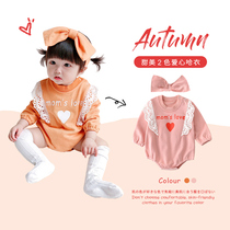 Baby clothes female cotton Princess ha clothes baby spring and autumn new long sleeve fart lace cute Korean jumpsuit