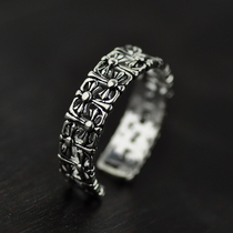 Retro Thai silver European and American new Thai silver retro fashion Crosstar ring creative cross opening ring accessories